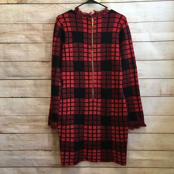 NEW WITHOUT TAGS VENUS TARTAN PLAID SWEATER DRESS‎ IN RED - Picture 7 of 7